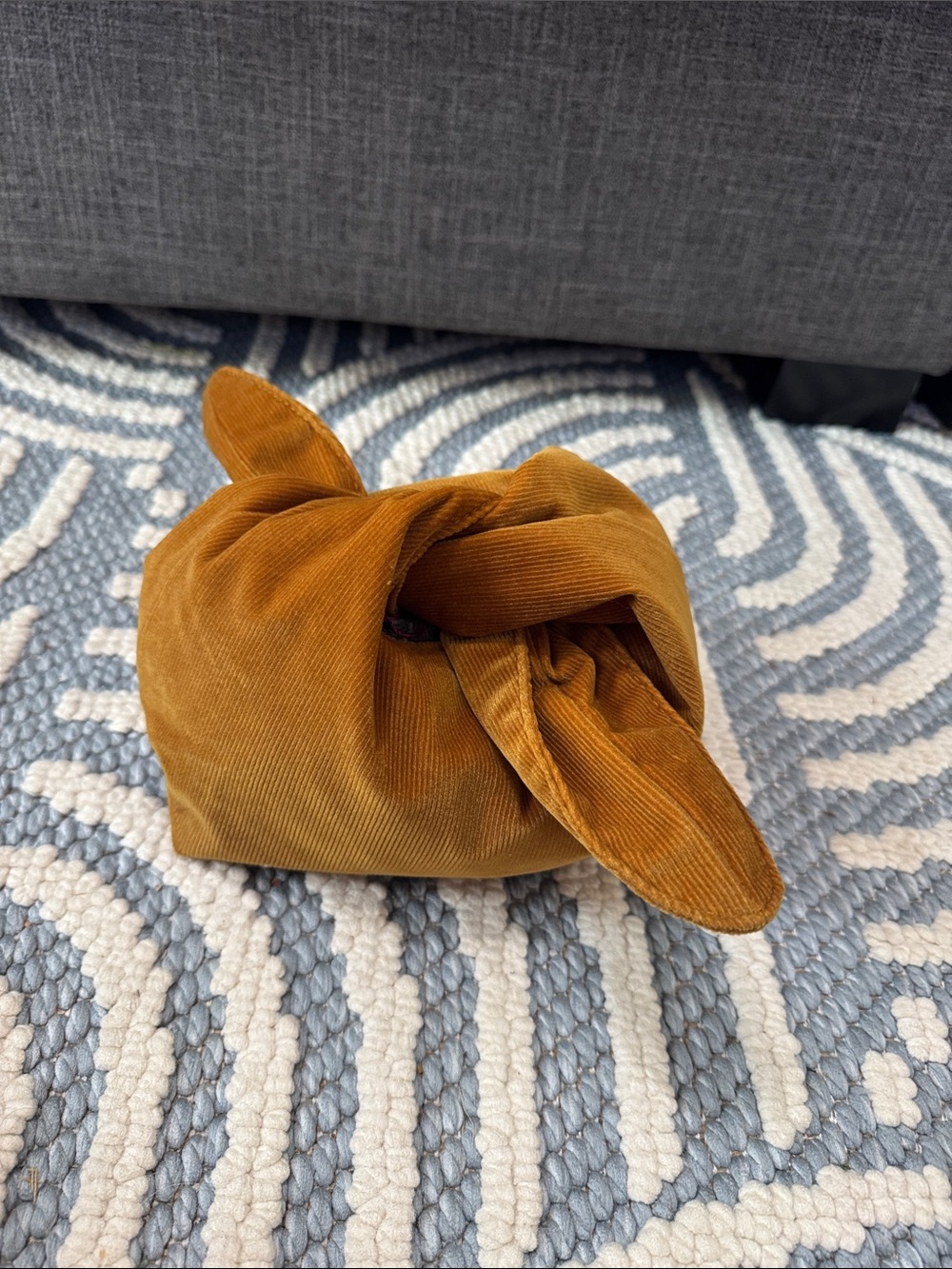 MERIT Signature Corduroy Tie Top Cosmetic Bag Caramel Brown